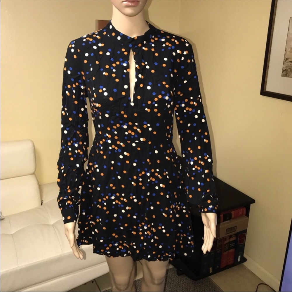 Long sleeve dot print dress - Picture 2 of 6